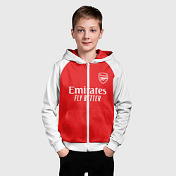 Толстовка на молнии детская Арсенал Лондон домашняя форма 2025 2026, цвет: 3D-белый — фото 2