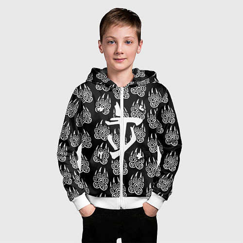Детская толстовка на молнии Doom хищник леса / 3D-Белый – фото 3