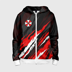 Толстовка на молнии детская Umbrella - красное пламя, цвет: 3D-белый