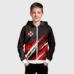 Толстовка на молнии детская Umbrella - красное пламя, цвет: 3D-белый — фото 2