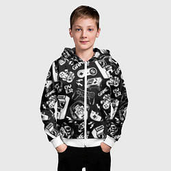 Толстовка на молнии детская Retro gamer pattern, цвет: 3D-белый — фото 2