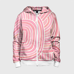 Толстовка на молнии детская Абстрактный узор розовый, цвет: 3D-белый