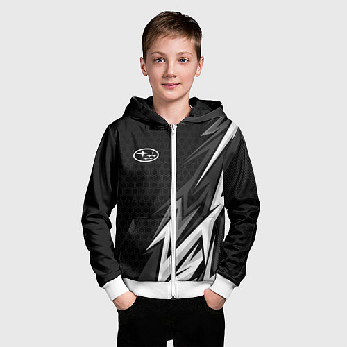 Детская толстовка на молнии Subaru - монохромный черный / 3D-Белый – фото 3