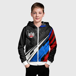 Толстовка на молнии детская Федерация бокса России - триколор, цвет: 3D-белый — фото 2