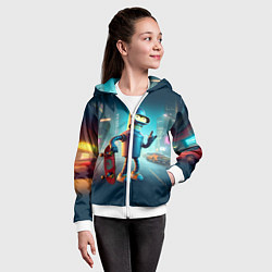 Толстовка на молнии детская Сынишка Бендера крутой скейтбордист, цвет: 3D-белый — фото 2