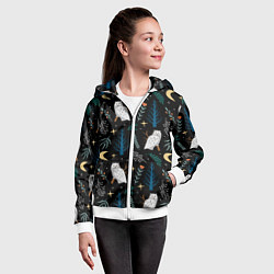 Толстовка на молнии детская Сова в зимнем лесу, цвет: 3D-белый — фото 2