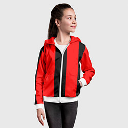 Толстовка на молнии детская Color red and black, цвет: 3D-белый — фото 2