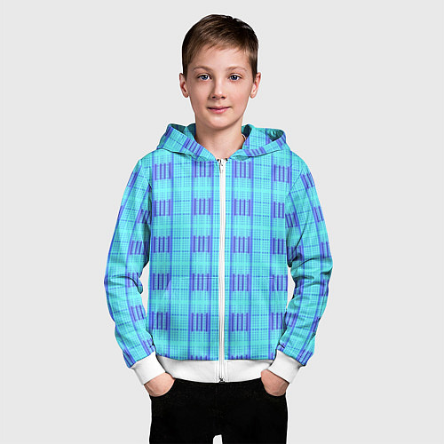 Детская толстовка на молнии Color neon light blue purple stripes / 3D-Белый – фото 3