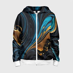 Толстовка на молнии детская Сине-золотая абстракция, цвет: 3D-белый
