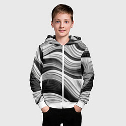 Толстовка на молнии детская Абстракция серые и черные линии, цвет: 3D-белый — фото 2