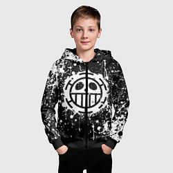 Толстовка на молнии детская Пираты сердца - лого, цвет: 3D-черный — фото 2