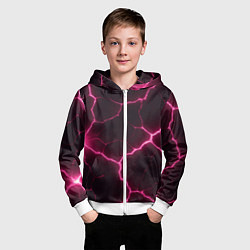 Толстовка на молнии детская Розовый свет из разлома плит, цвет: 3D-белый — фото 2