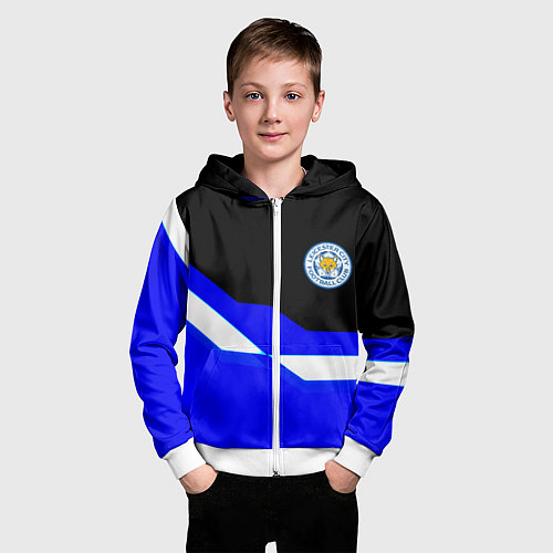 Детская толстовка на молнии Лестер Сити спорт геометрия / 3D-Белый – фото 3