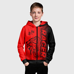 Толстовка на молнии детская Гонщик, цвет: 3D-черный — фото 2