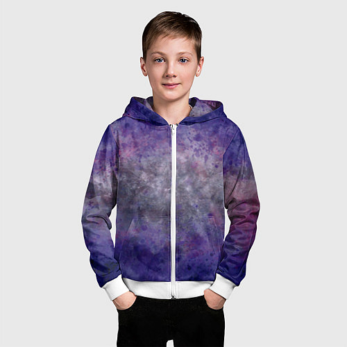 Детская толстовка на молнии Абстракция - a blue-violet gap into gray space / 3D-Белый – фото 3