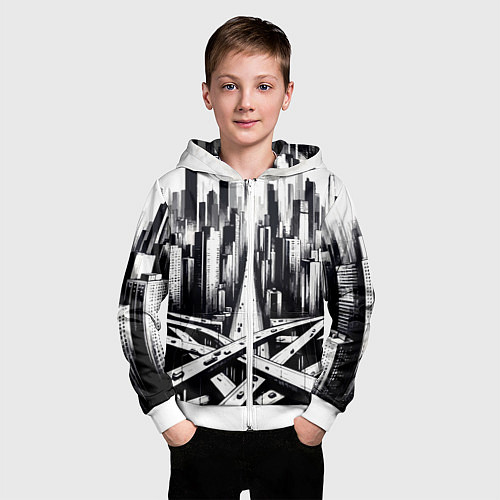 Детская толстовка на молнии American metropolis / 3D-Белый – фото 3