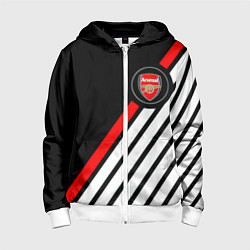 Толстовка на молнии детская Арсенал геометрия полосы, цвет: 3D-белый