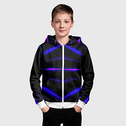 Толстовка на молнии детская Color black neon stripes, цвет: 3D-белый — фото 2
