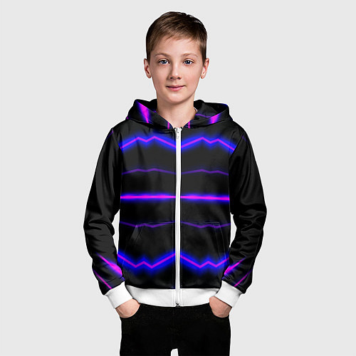 Детская толстовка на молнии Color multicoloured neon stripes / 3D-Белый – фото 3