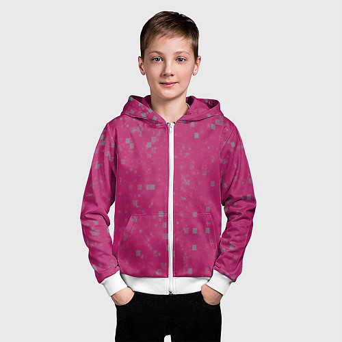 Детская толстовка на молнии Color pink brown squares / 3D-Белый – фото 3