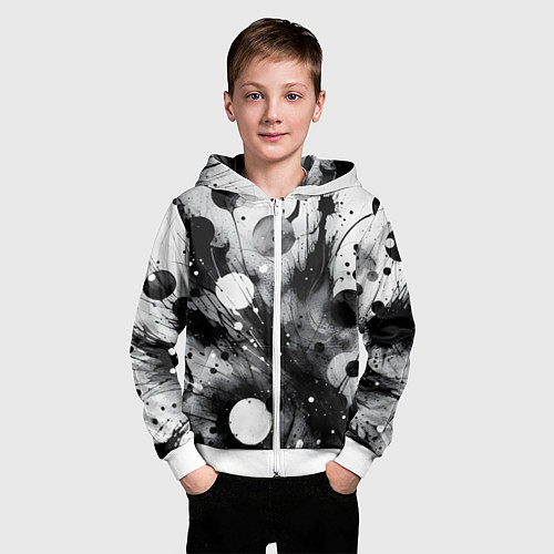 Детская толстовка на молнии Абстрактная чёрно-белая композиция / 3D-Белый – фото 3