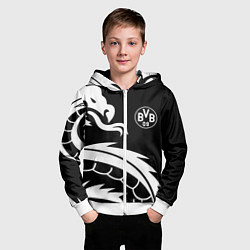 Толстовка на молнии детская Borussia дракон белый, цвет: 3D-белый — фото 2