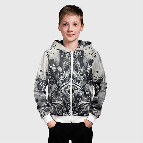 Детская толстовка на молнии Abstract pattern - graffiti / 3D-Белый – фото 3