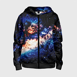 Толстовка на молнии детская Бесконечный космос и туманность, цвет: 3D-черный