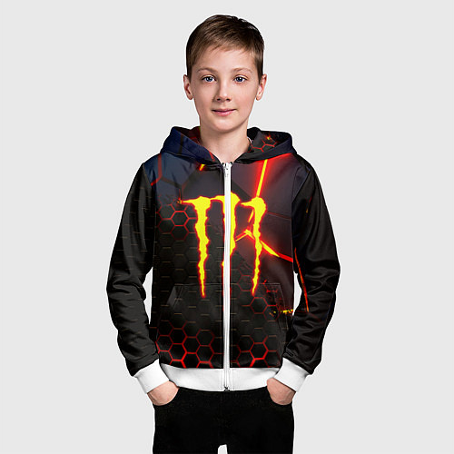 Детская толстовка на молнии Monster energy броня краски / 3D-Белый – фото 3