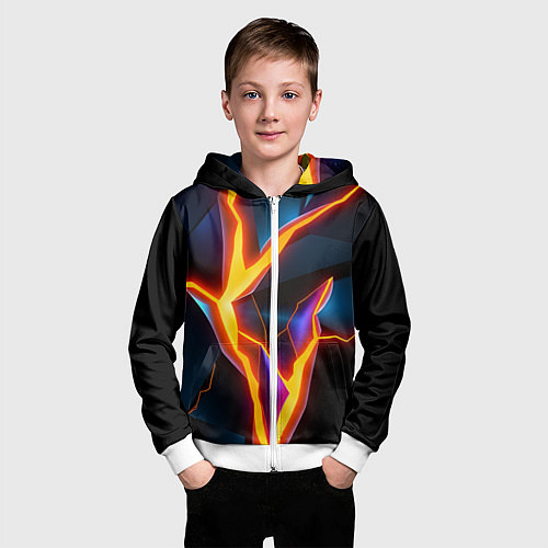 Детская толстовка на молнии Neon orange glow / 3D-Белый – фото 3