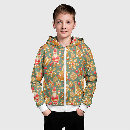 Детская толстовка на молнии Имбирные пряники / 3D-Белый – фото 3