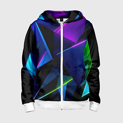 Толстовка на молнии детская Neon geometric, цвет: 3D-белый
