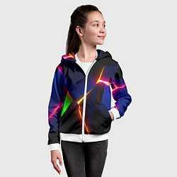 Толстовка на молнии детская Neon colored geometric, цвет: 3D-белый — фото 2