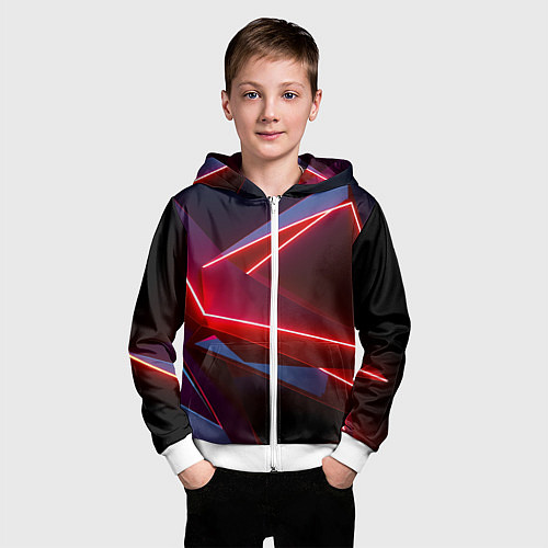Детская толстовка на молнии Neon laser red / 3D-Белый – фото 3