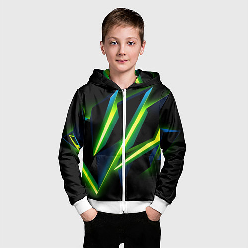 Детская толстовка на молнии Geometric neon / 3D-Белый – фото 3