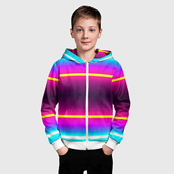 Толстовка на молнии детская Color neon, цвет: 3D-белый — фото 2