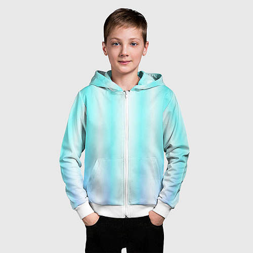 Детская толстовка на молнии Neon white blue lines / 3D-Белый – фото 3