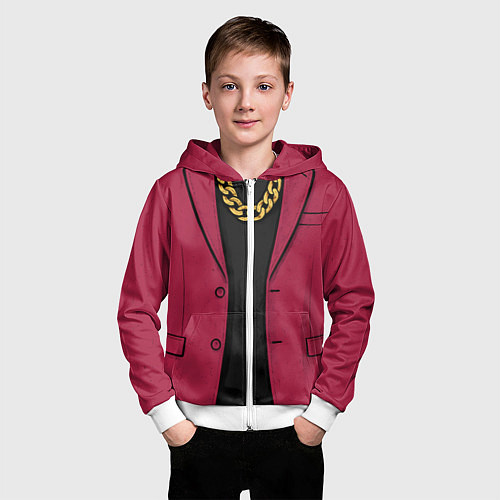 Детская толстовка на молнии Малиновый пиджак - новый русский 90-е / 3D-Белый – фото 3