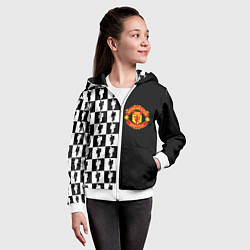 Толстовка на молнии детская Манчестер Юнайтед текстура люди, цвет: 3D-белый — фото 2