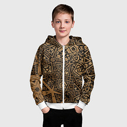 Толстовка на молнии детская Золотая метаморфоза на черном, цвет: 3D-белый — фото 2