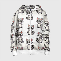 Толстовка на молнии детская Много енотов, цвет: 3D-белый