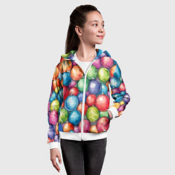 Толстовка на молнии детская Россыпь новогодних шаров, цвет: 3D-белый — фото 2