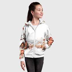 Толстовка на молнии детская Новогодняя улица, цвет: 3D-белый — фото 2