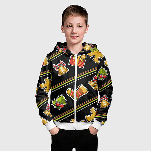 Детская толстовка на молнии Рождественский дух / 3D-Белый – фото 3