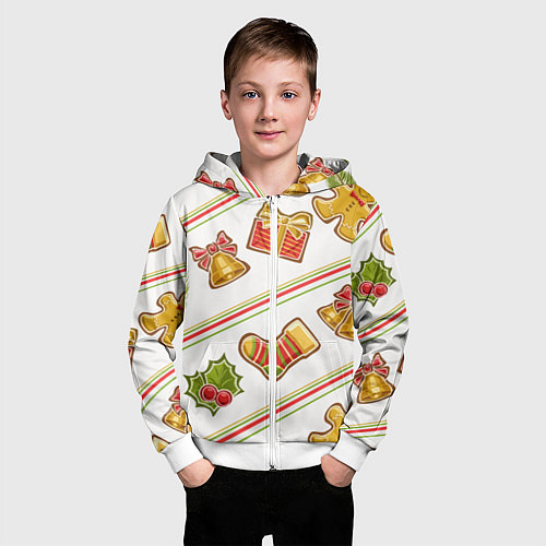 Детская толстовка на молнии Рождественский дух / 3D-Белый – фото 3