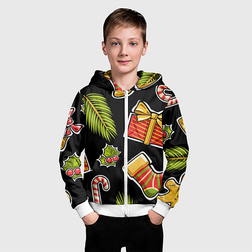 Детская толстовка на молнии Рождественский вайб / 3D-Белый – фото 3