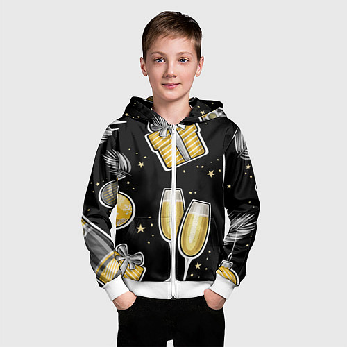 Детская толстовка на молнии Новогодний вайб / 3D-Белый – фото 3