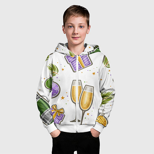 Детская толстовка на молнии Новогодний вайб / 3D-Белый – фото 3
