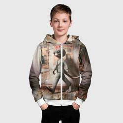 Толстовка на молнии детская Пришелец в костюме в полосочку, цвет: 3D-белый — фото 2