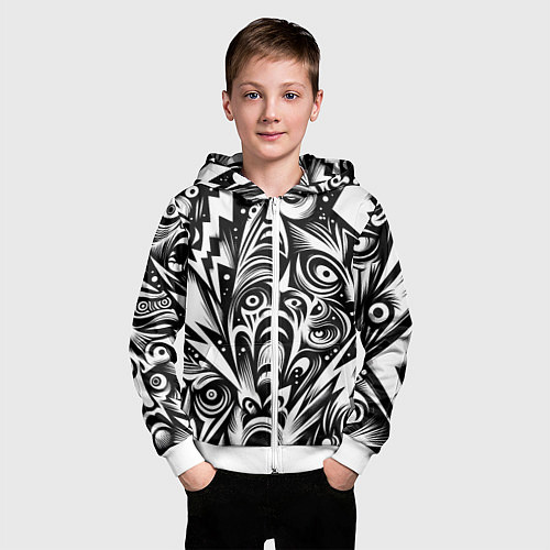 Детская толстовка на молнии Lightnings and faces - ai art fantasy / 3D-Белый – фото 3